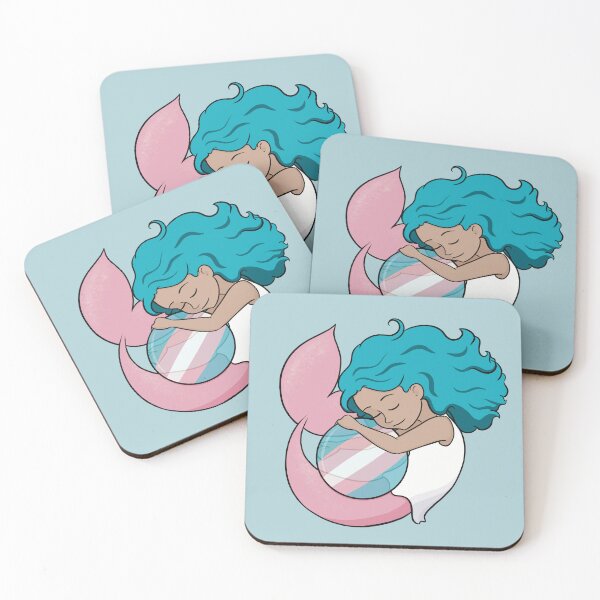 Item preview, Trans Pride Mermaid Hugging a Ball - Variation 2 designed and sold by RoseActress.