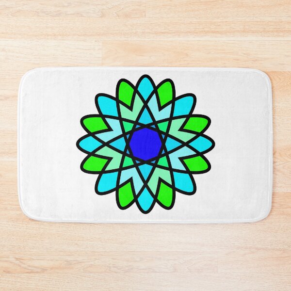 Artikelvorschau, Grünes u. blaues Sonnenblumen-Atom - Atom-Blume entworfen und verkauft von ArtsoftheHeart.