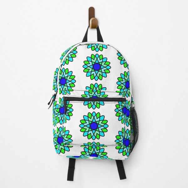 Artikelvorschau, Grünes u. blaues Sonnenblumen-Atom - Atom-Blume entworfen und verkauft von ArtsoftheHeart.