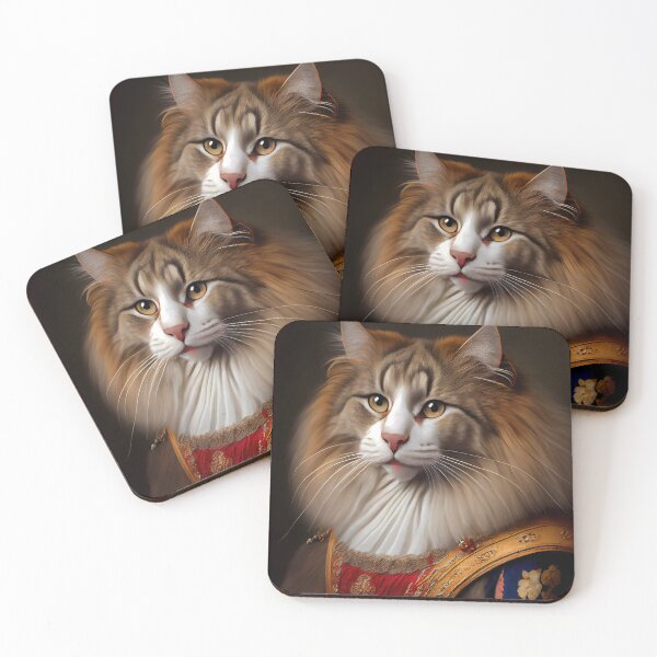 Item preview, Norwegian Forest Cat Breed Portrait Royal Renaissance Animal Painting designed and sold by Nalaxation.