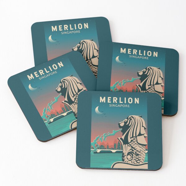 Item preview, Merlion Singapore Travel Vintage Art designed and sold by KrisSidDesigns.