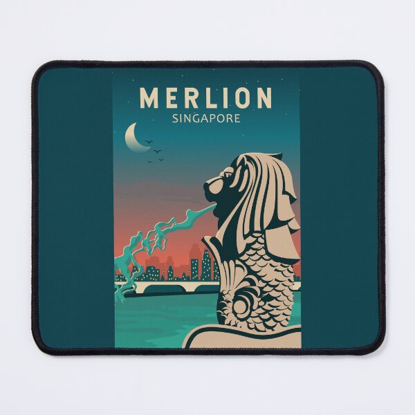 Artikelvorschau, Merlion Singapur Reise Vintage Kunst entworfen und verkauft von KrisSidDesigns.