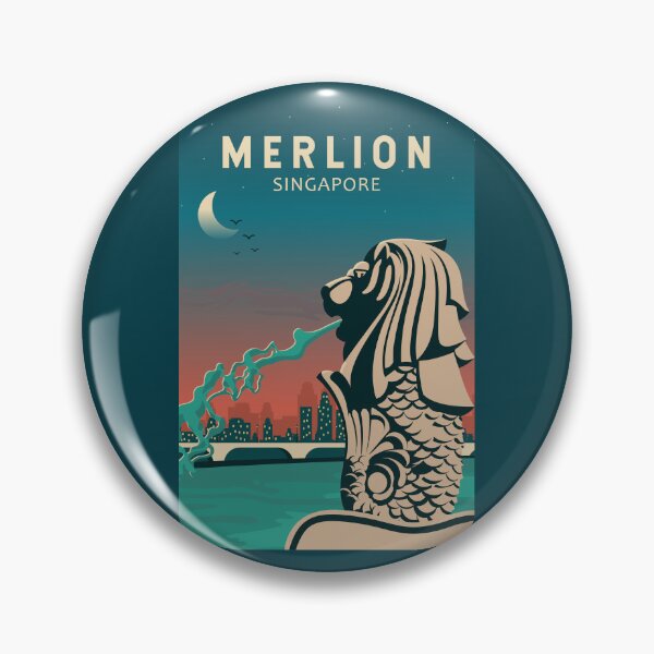 Item preview, Merlion Singapore Travel Vintage Art designed and sold by KrisSidDesigns.