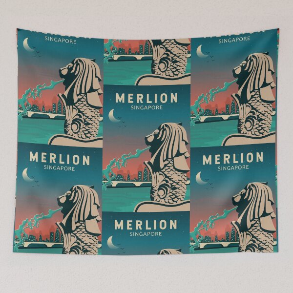 Item preview, Merlion Singapore Travel Vintage Art designed and sold by KrisSidDesigns.