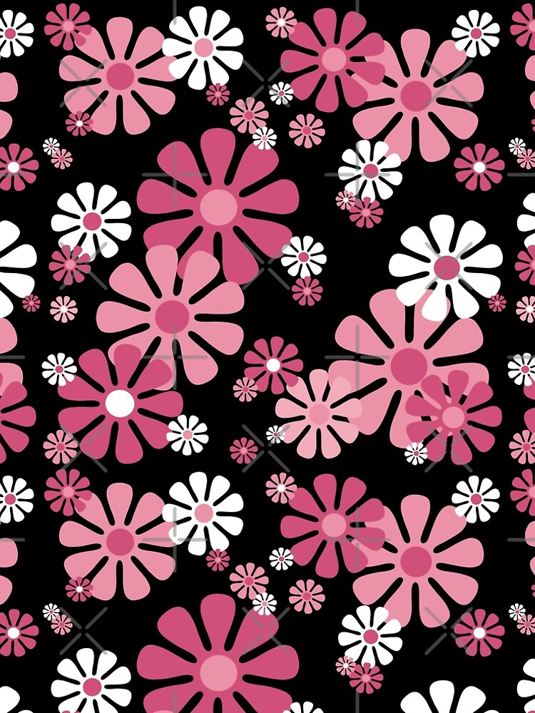 Thumbnail 4 of 4, A-Line Dress, 1960's Retro Flowers in Pink and White - Mod Abstract designed and sold by MellowCat.