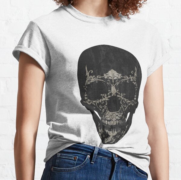 Grunge Skull floral ornaments. Classic T-Shirt