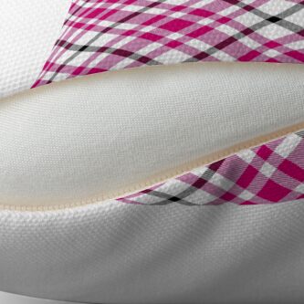 Alternate view of Pink Black and White Tartan Throw Pillow