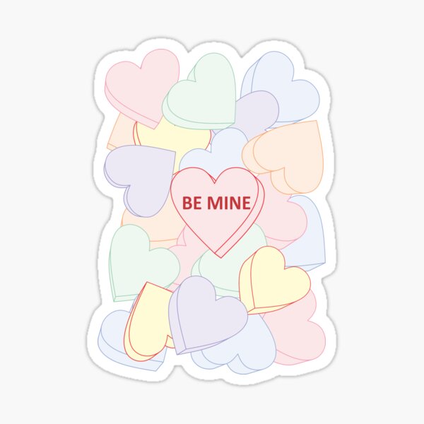 Candy Hearts Multi Colored Valentines Sticker