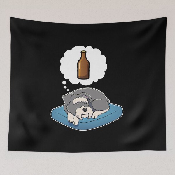 Item preview, Miniature Schnauzer dreaming about Beer designed and sold by DoggieDelights.