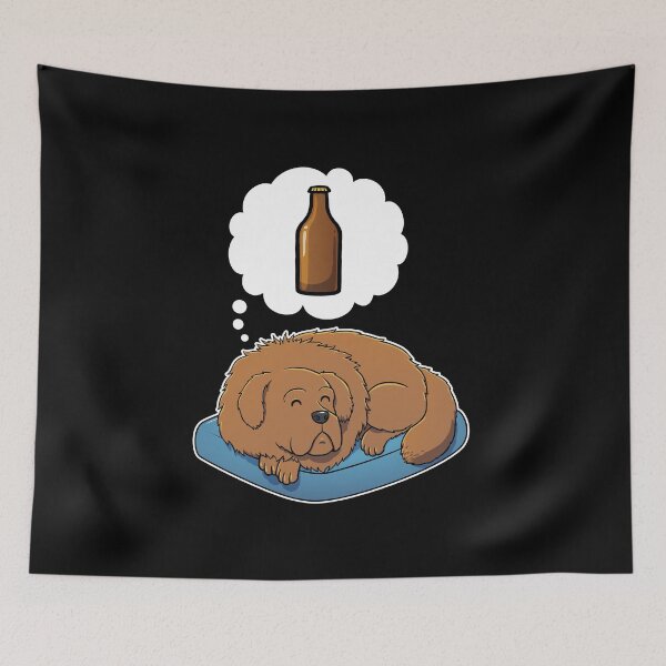 Item preview, Tibetan Mastiff dreaming about Beer designed and sold by DoggieDelights.