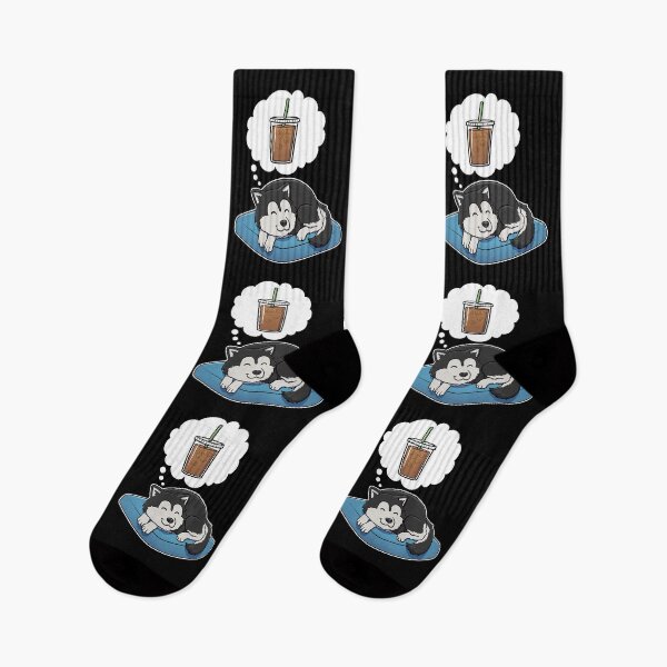 Item preview, Alaskan Malamute dreaming about Iced Coffee designed and sold by DoggieDelights.