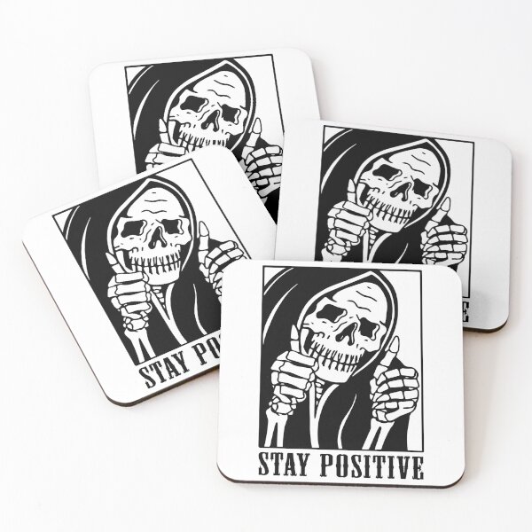 Artikelvorschau, Bleib positiv, Bleib positiv, Totenkopf, Skelett, Lustig, Bleib positiv, Motivierend entworfen und verkauft von UniqueStylistic.