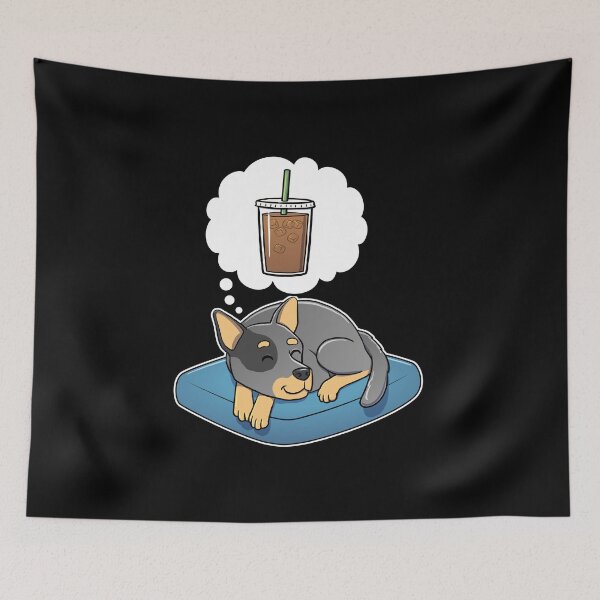 Item preview, Australian Cattle Dog dreaming about Iced Coffee designed and sold by DoggieDelights.