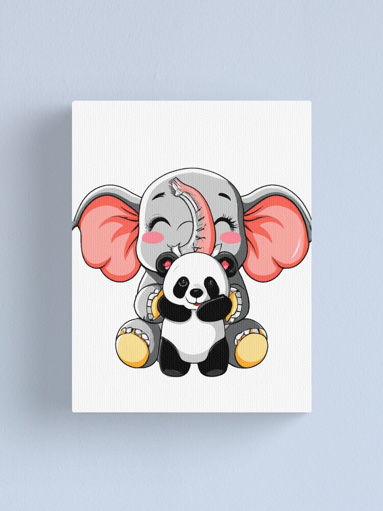 Kawaii Cute Panda and Elephant Art Print by Wordsberry