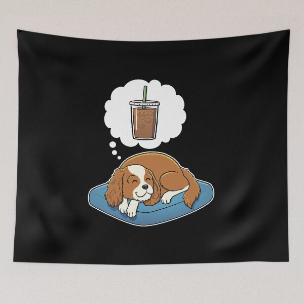 Item preview, Cavalier King Charles Spaniel dreaming about Iced Coffee designed and sold by DoggieDelights.