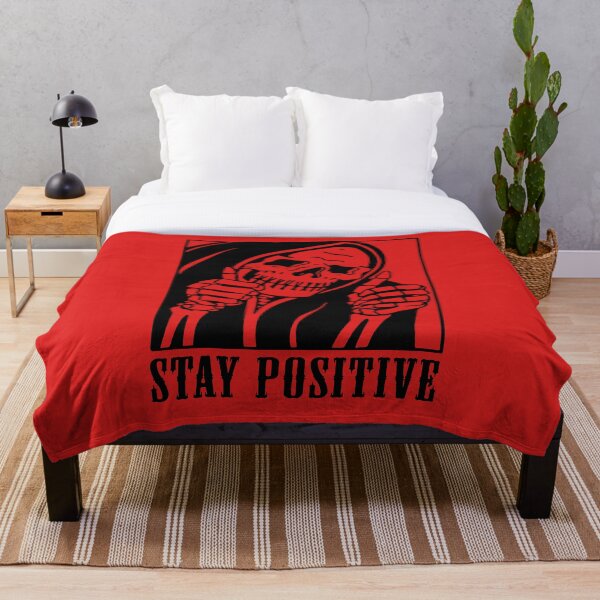 Aperçu de l'œuvre Restez positif, restez positif Crâne, Squelette, Drôle Restez positif, Motivation créée et vendue par UniqueStylistic.