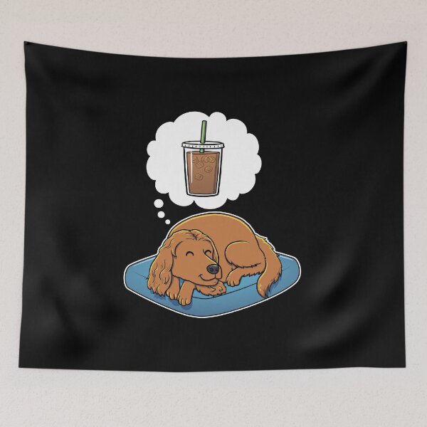 Aperçu de l'œuvre English Cocker Spaniel dreaming about Iced Coffee créée et vendue par DoggieDelights.