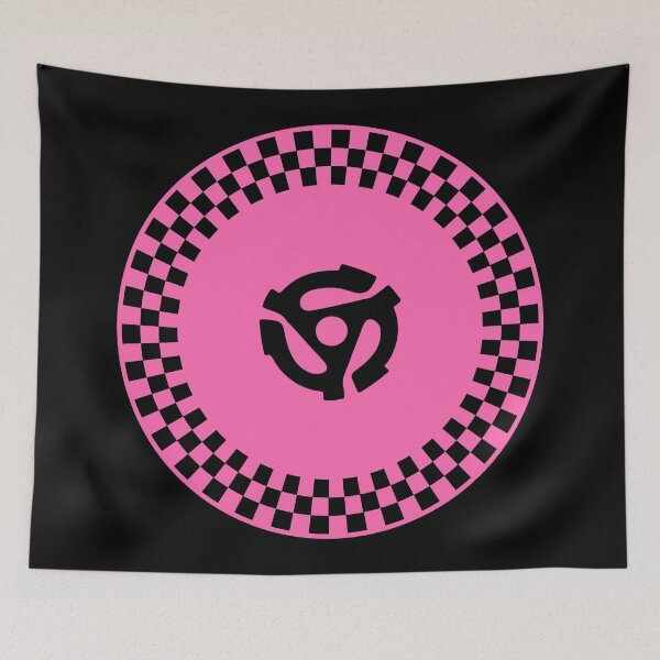 Item preview, Checker Mod Roundel with 45 Record Adapter--Black & Hot Pink designed and sold by SCHPiDAUU.