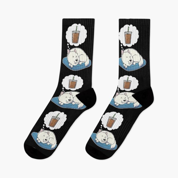 Item preview, Samoyed dreaming about Iced Coffee designed and sold by DoggieDelights.