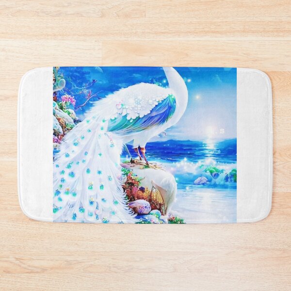 Item preview, id25 Shining amazing blue white peacock and amazing sea view and stars designed and sold by bcbutika.