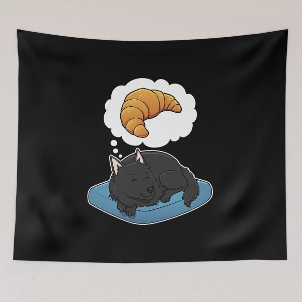 Item preview, Belgian Sheepdog dreaming about Croissants designed and sold by DoggieDelights.