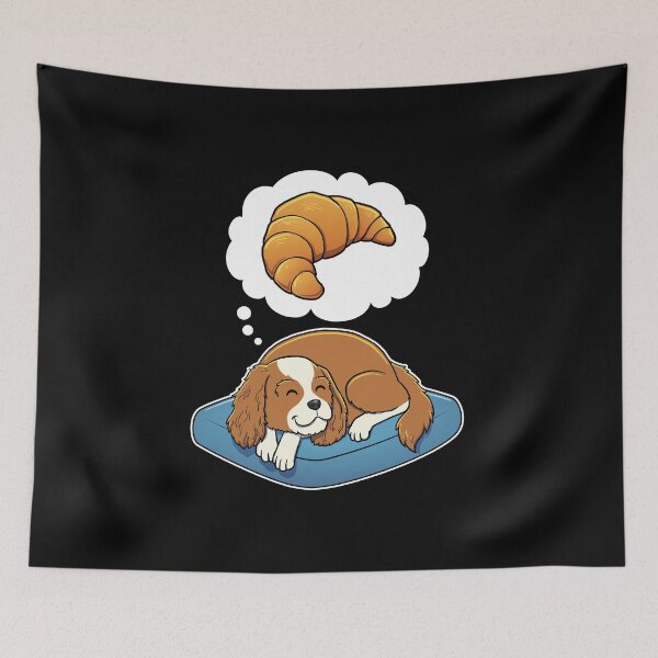 Item preview, Cavalier King Charles Spaniel dreaming about Croissants designed and sold by DoggieDelights.
