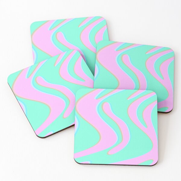 Item preview, Turquoise and Pink psychedelic waves designed and sold by studiosophac.