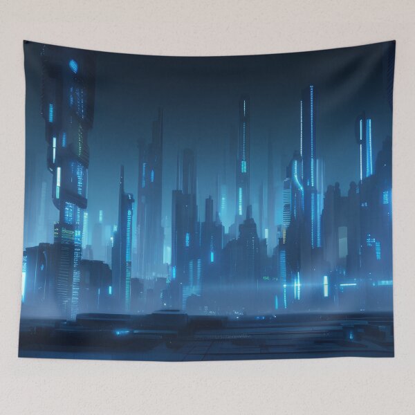 Item preview, Futuristic Cityscape Art designed and sold by ArtificialCraft.