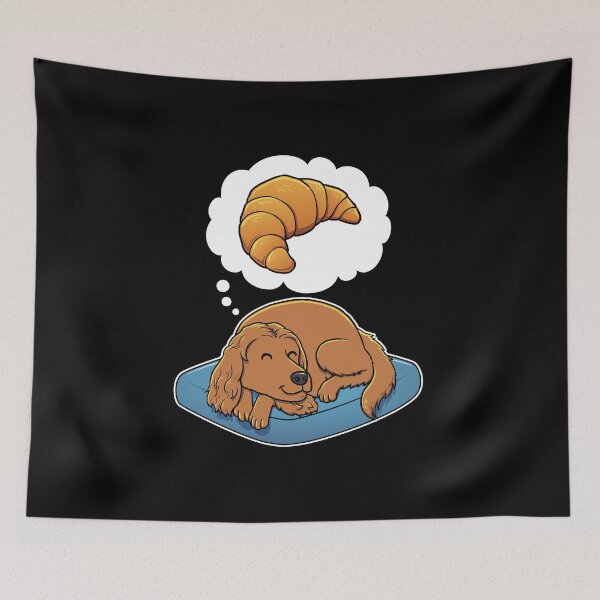Item preview, English Cocker Spaniel dreaming about Croissants designed and sold by DoggieDelights.