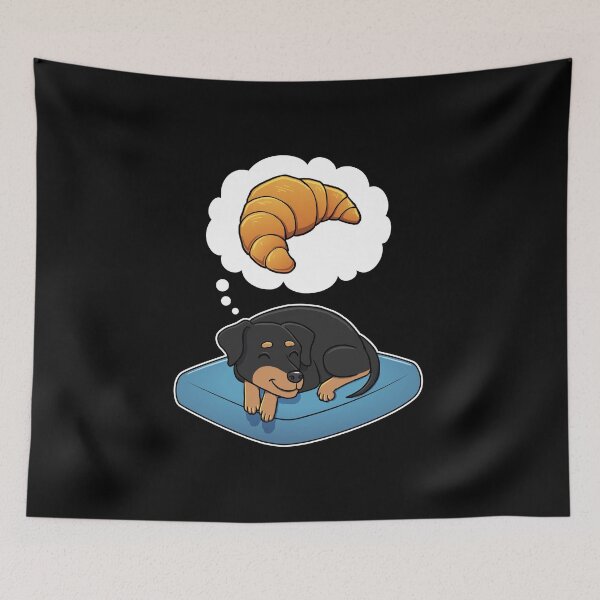 Item preview, Miniature Pinscher dreaming about Croissants designed and sold by DoggieDelights.