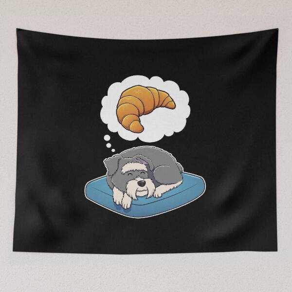 Item preview, Miniature Schnauzer dreaming about Croissants designed and sold by DoggieDelights.