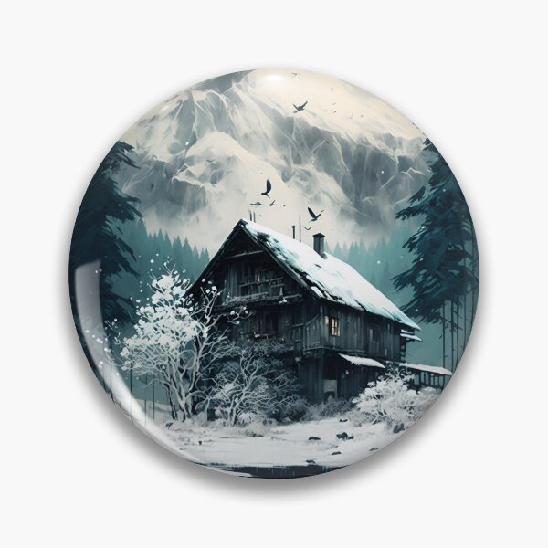 Item preview, Snowy Cabin - Vibrant Landscapes designed and sold by MythicalPets.