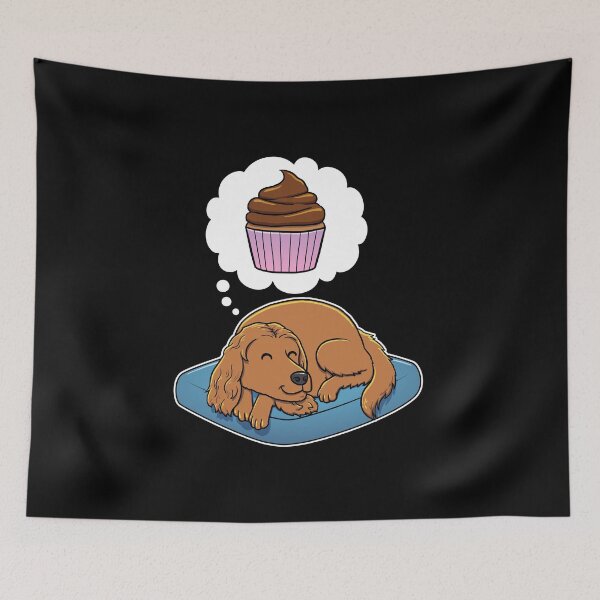 Item preview, English Cocker Spaniel dreaming about Cupcake designed and sold by DoggieDelights.