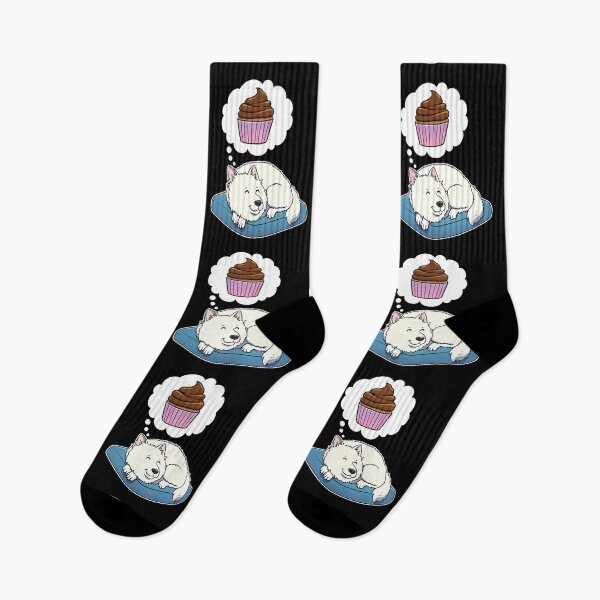 Item preview, Samoyed dreaming about Cupcake designed and sold by DoggieDelights.