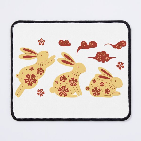 Item preview, Year of the Rabbit 2023 - Chinese New Year - Rabbits with flowers and clouds designed and sold by AhmedBuhaisi.