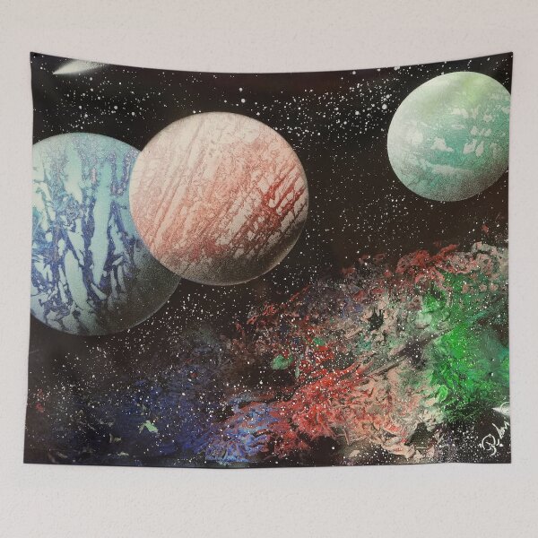 Item preview, Spray paint art red planet with the glow designed and sold by WoodRocksArt.