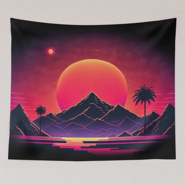 Item preview, Galactic Vista: Neon Mountain Oasis designed and sold by Mullet Monkey.