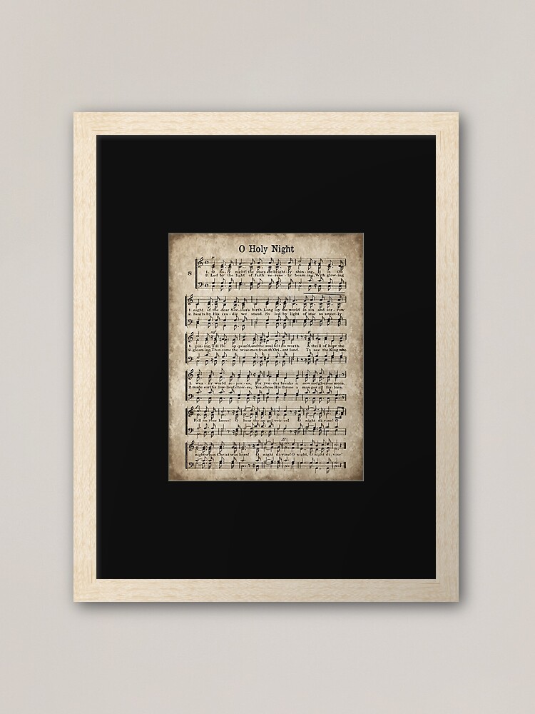 O Holy Night Vintage Christmas Hymn Music | Framed Art Print