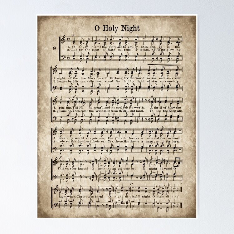 O Holy Night Lyrics, Christmas Carol, PRINTABLE Art, Christmas Lyrics, 8x10  Wall Sign, Digital DOWNLOAD Print PDF