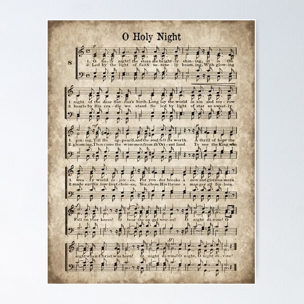 O Holy Night Sign O Holy Night Vintage Page Version framed 