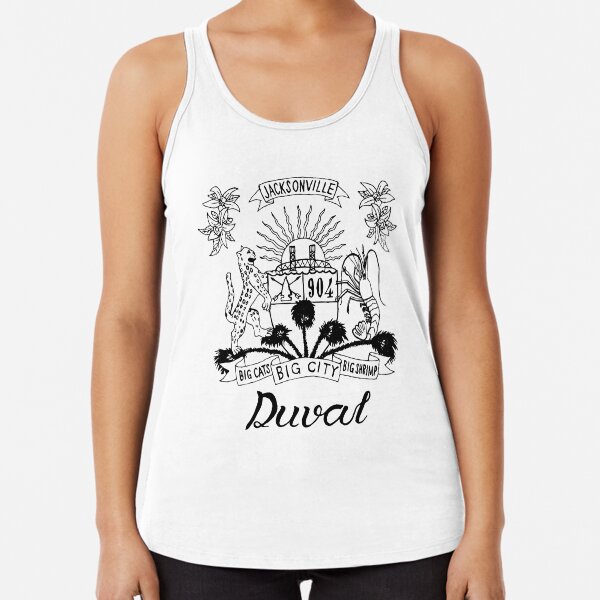 Duval Crest Black Lettering on School Bus Yellow Racerback Tank Top