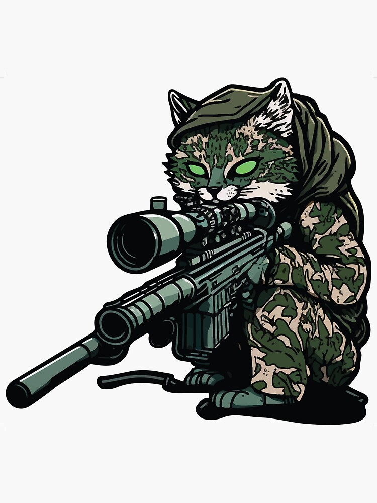 "sniper cat military" Sticker for Sale by ArToWear Redbubble