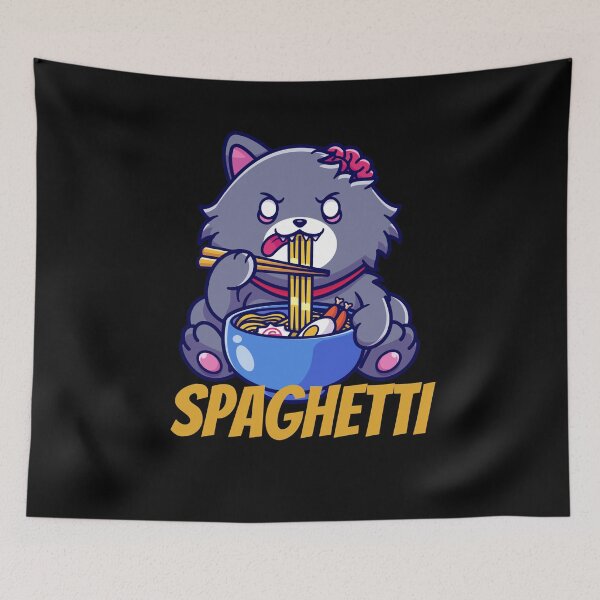 Aperçu de l'œuvre Chat qui mange des spaghettis créée et vendue par M&D ⭐⭐⭐⭐⭐.