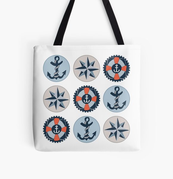 Nautical Adventures: Icons All Over Print Tote Bag