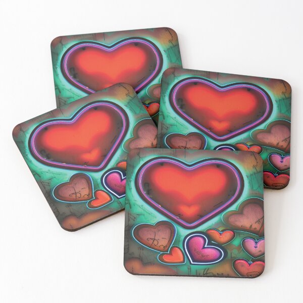 Item preview, Old neon colorful vintage hearts. designed and sold by GabyTrillions.