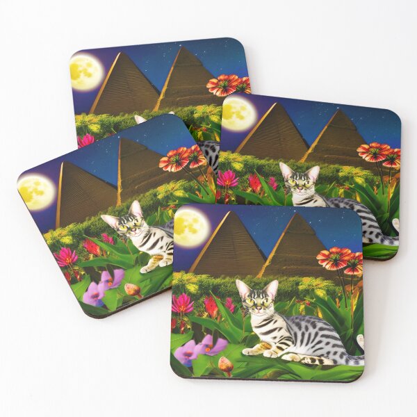 Item preview, Egyptian Mau Cat in a Midnight Garden designed and sold by Marymarice.