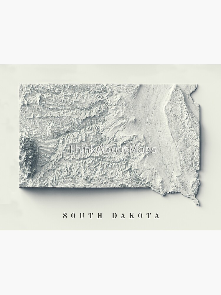 "South Dakota, USA Shaded Relief Map 3D digitallyrendered" Sticker for