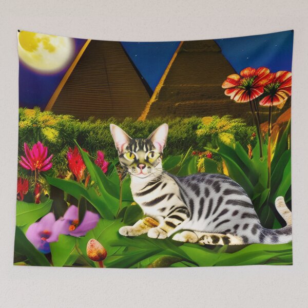 Item preview, Egyptian Mau Cat in a Midnight Garden designed and sold by Marymarice.