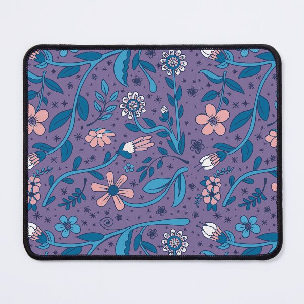 Item preview, Stars and Flowers Blue Peach and Purple designed and sold by BazzarHippie.