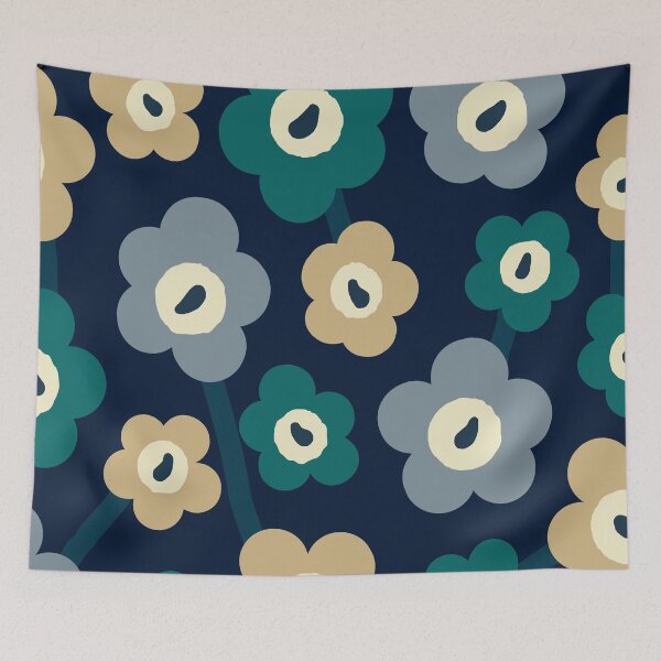 Item preview, Iconic Modern Scandinavian Garden in Navy, Blue, Green and Beige designed and sold by Deutschic.